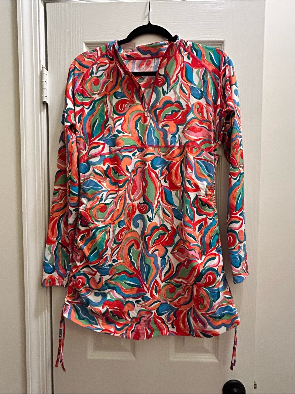Coolibar Sun Protection Swim Dress Cover Up Medium Multicolor Floral-Print